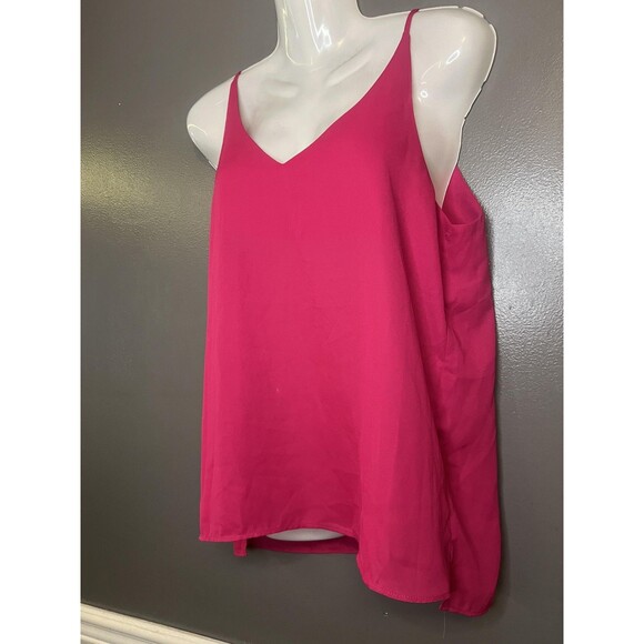 Shinestar Tank Top Womens Medium Hot Pink V Neck Cami Sleeveless HT4030S Blouse - Picture 3 of 6